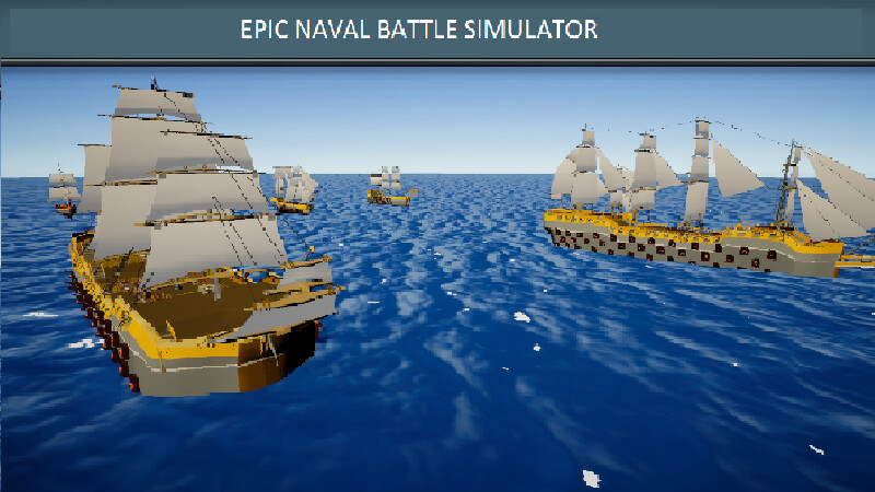 Sailing warships exchanging fire in Epic Naval Battle Simulator