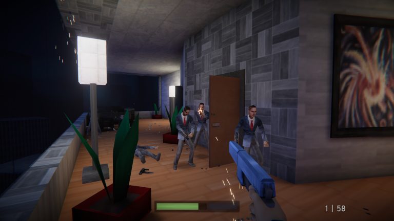 A low-poly spy aiming a pistol in Agent 64 Spies Never Die