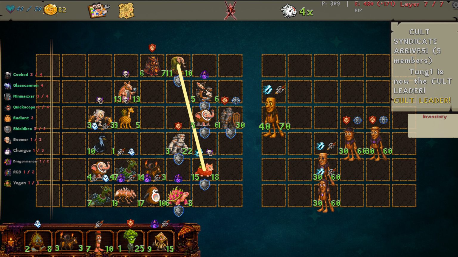 Brainrot units arranged before an automatic battle