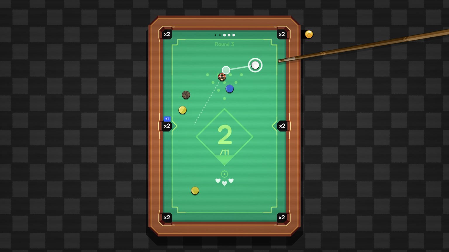 Colorful special balls colliding on an Ultrapool table
