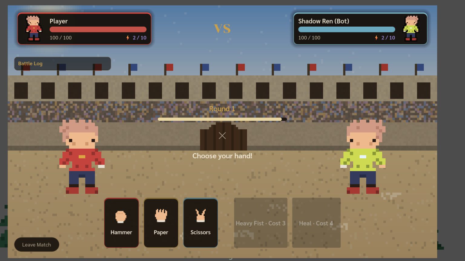 Pixel characters resolving a duel in The Three Fingers of Fate