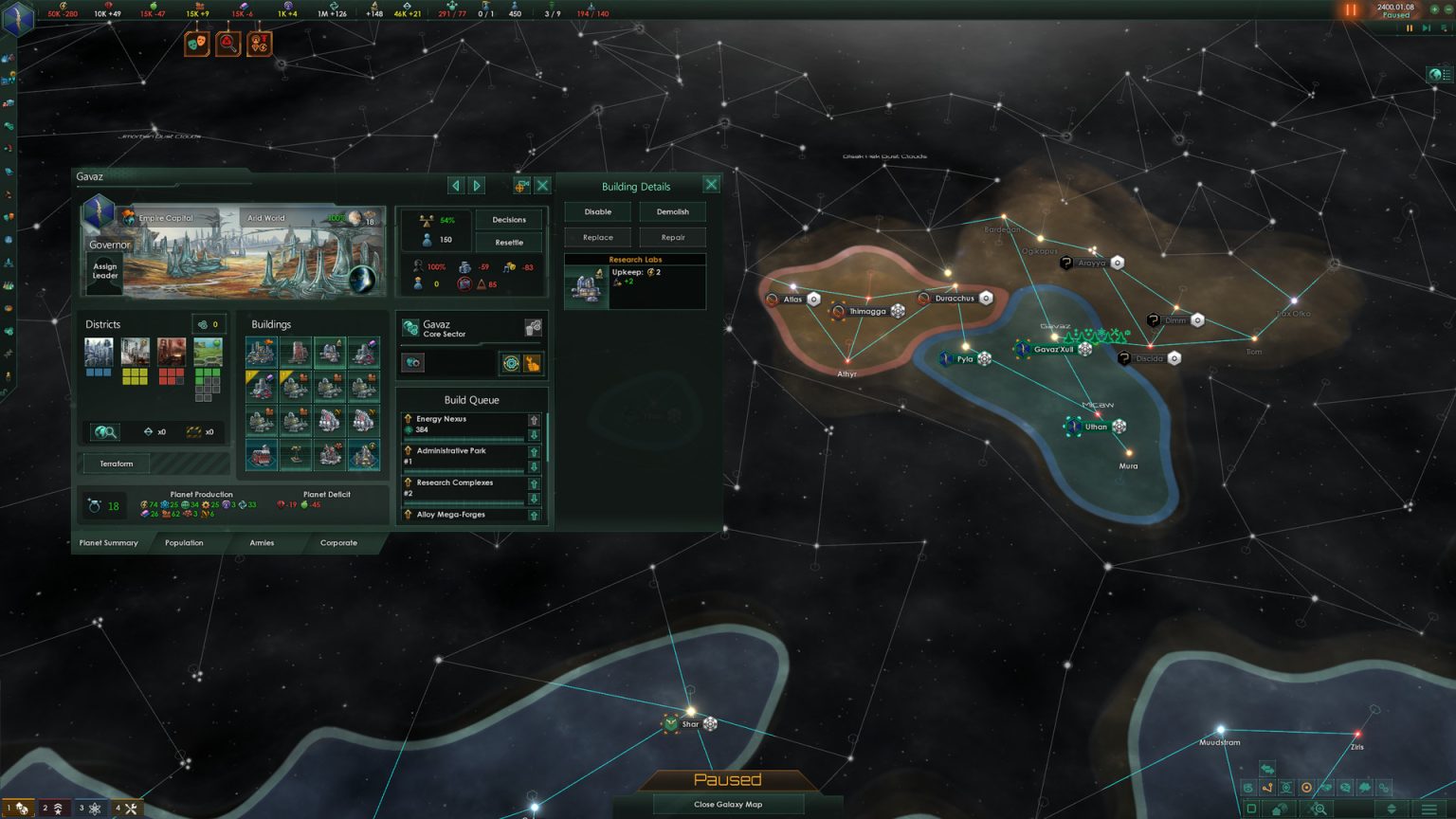 Space fleets and planets in Stellaris