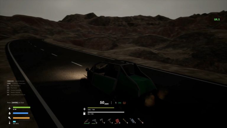Vehicle stopped in the survival world of The Long Drive Badland