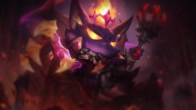 Prestige Magma Chamber Veigar standing amid molten fire