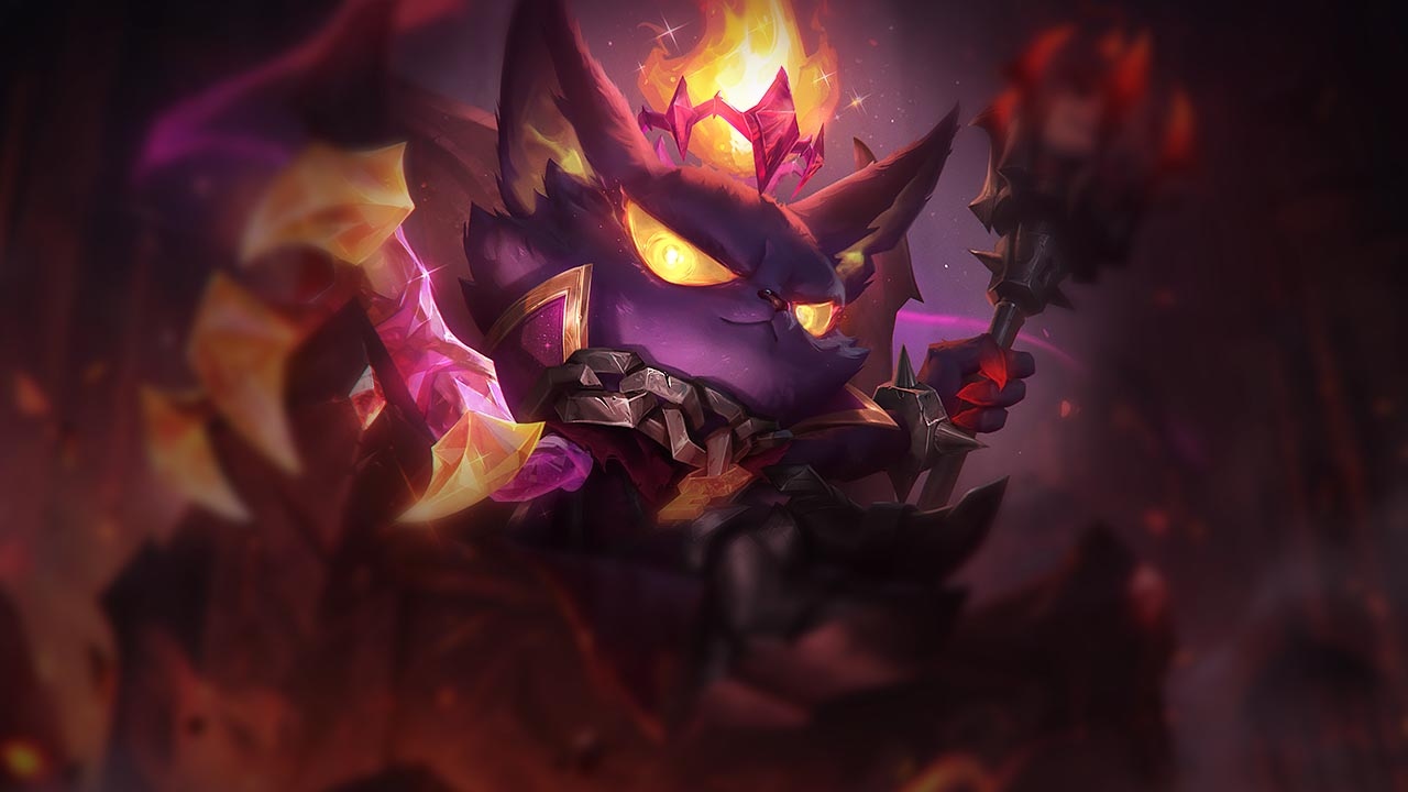 Prestige Magma Chamber Veigar standing amid molten fire